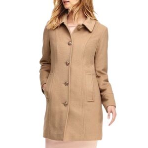 Lands’ End Classic Insulated Wool Car Coat | Size 16P | Soft Camel | NWT | $75